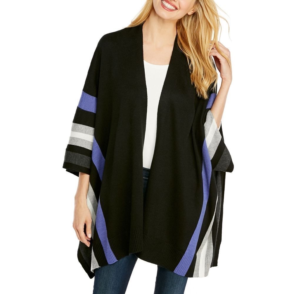 New! THE LIMITED Women's Striped Open-Front Layering Poncho Sweater Small/Medium